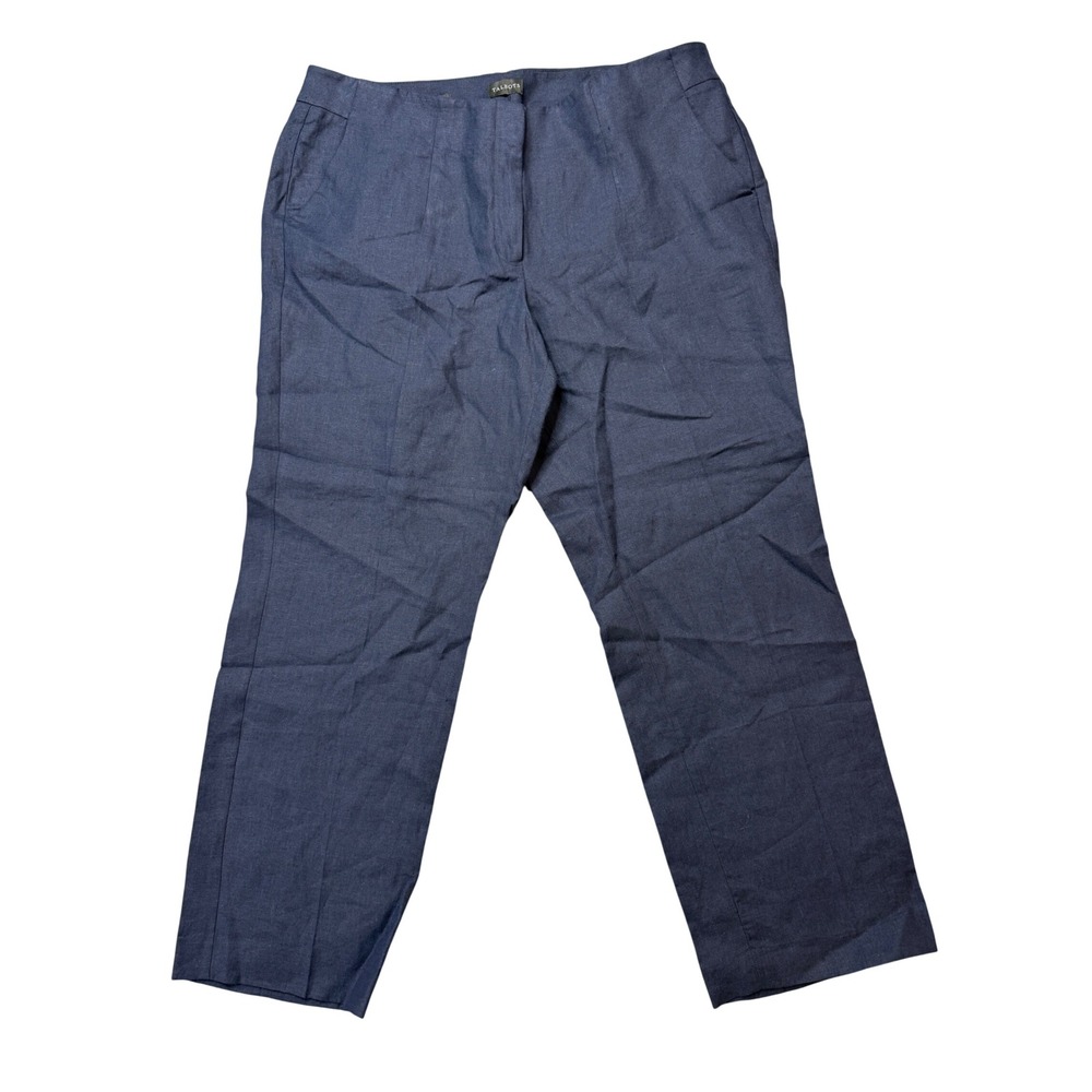 Talbots Southampton Pant Womens 16W Navy Blue New Linen Straight Leg Full Length